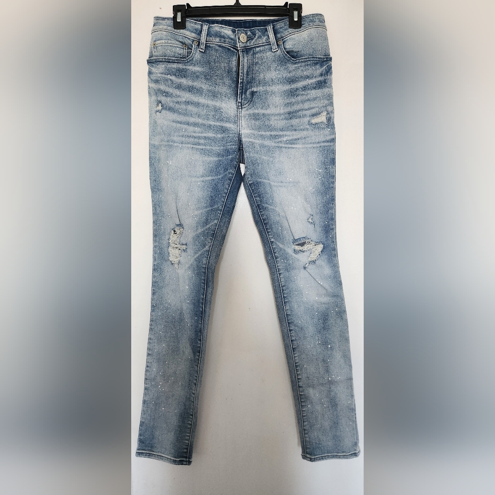 PacSun Men's Light Blue Distressed Skinny Jeans